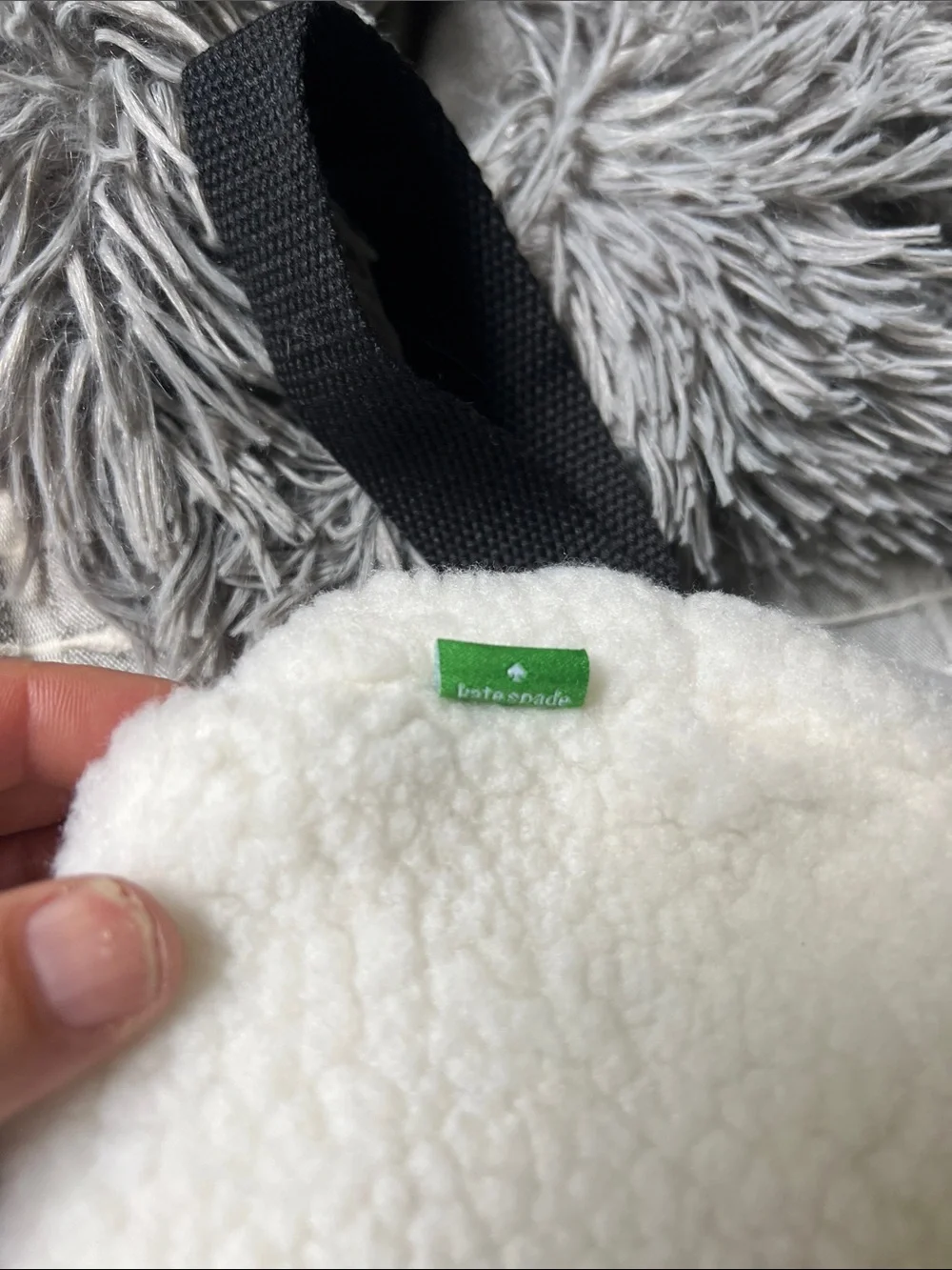 kate spade Cream Sherpa Wristlet Clutch